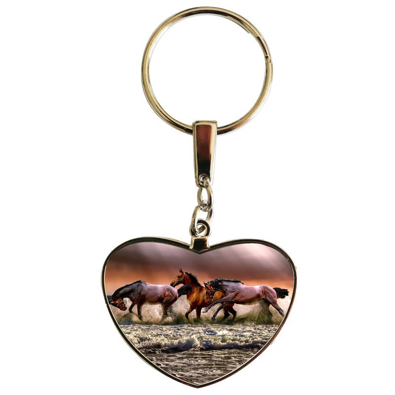 Porte clés coeur  personnalisable exemple: chevaux