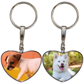 Porte clés coeur avec 2 chiens
